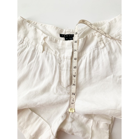 Theory Cuffed Loose Fit Linen Blend White Shorts Size 4 - Picture 9 of 12